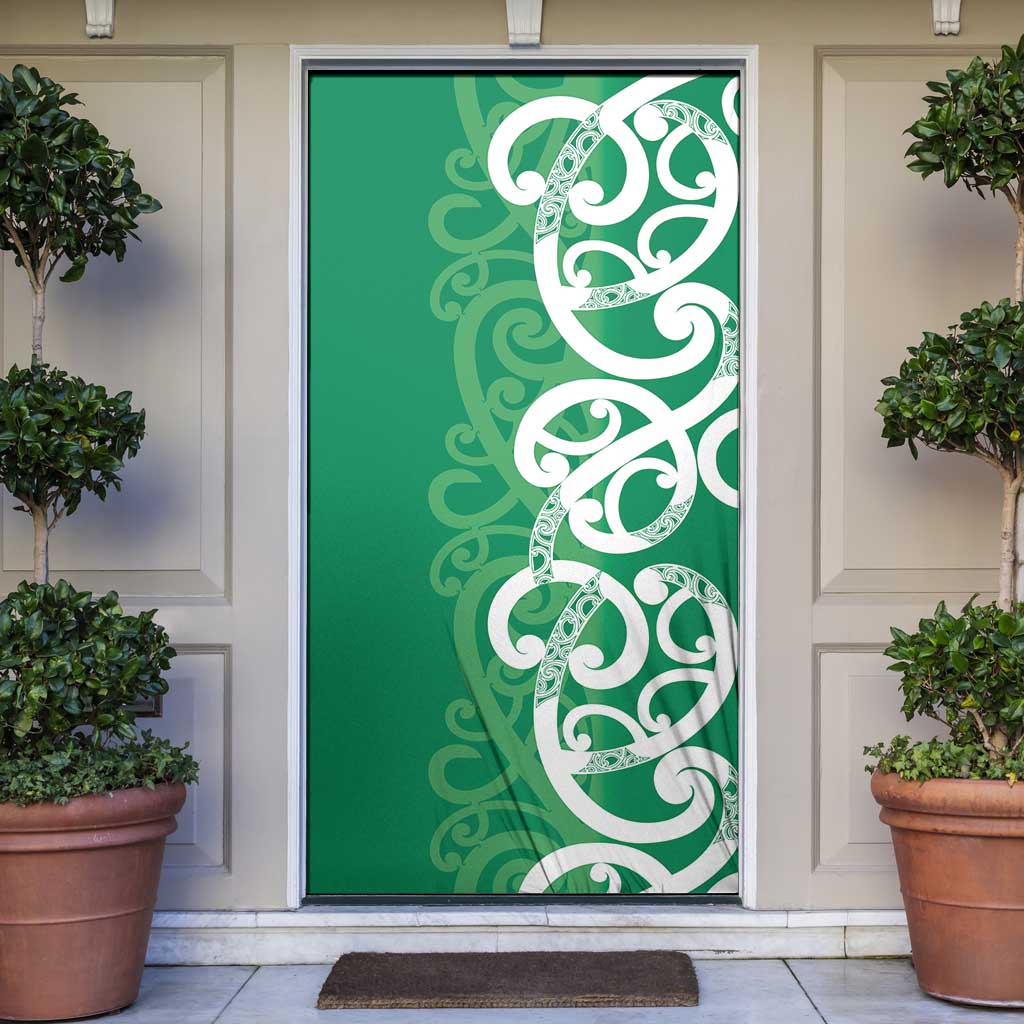 Pounamu Green Maori Door Cover Koru Kowhaiwhai - Aussie Hoodie