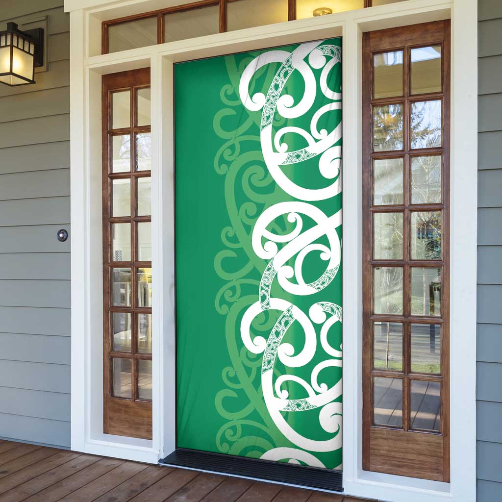 Pounamu Green Maori Door Cover Koru Kowhaiwhai - Aussie Hoodie