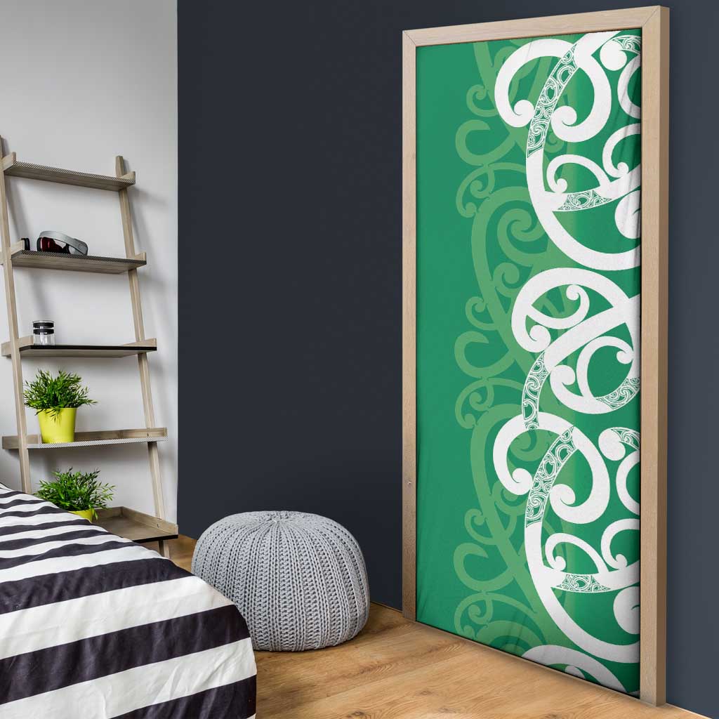 Pounamu Green Maori Door Cover Koru Kowhaiwhai - Aussie Hoodie
