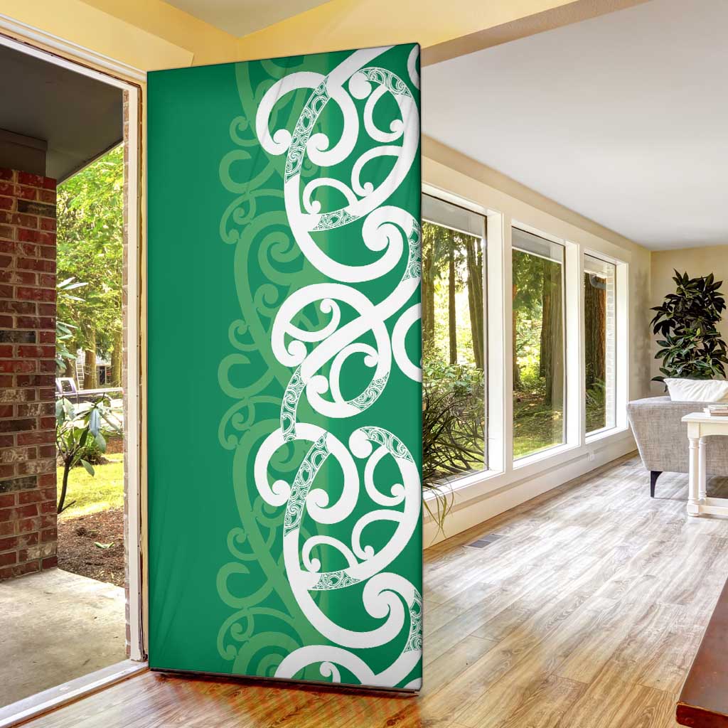 Pounamu Green Maori Door Cover Koru Kowhaiwhai - Aussie Hoodie