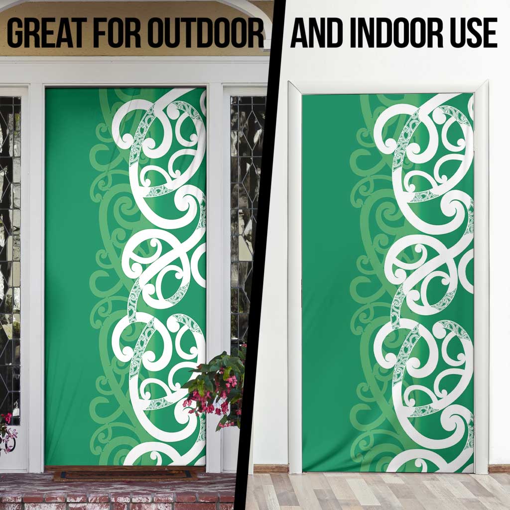 Pounamu Green Maori Door Cover Koru Kowhaiwhai - Aussie Hoodie