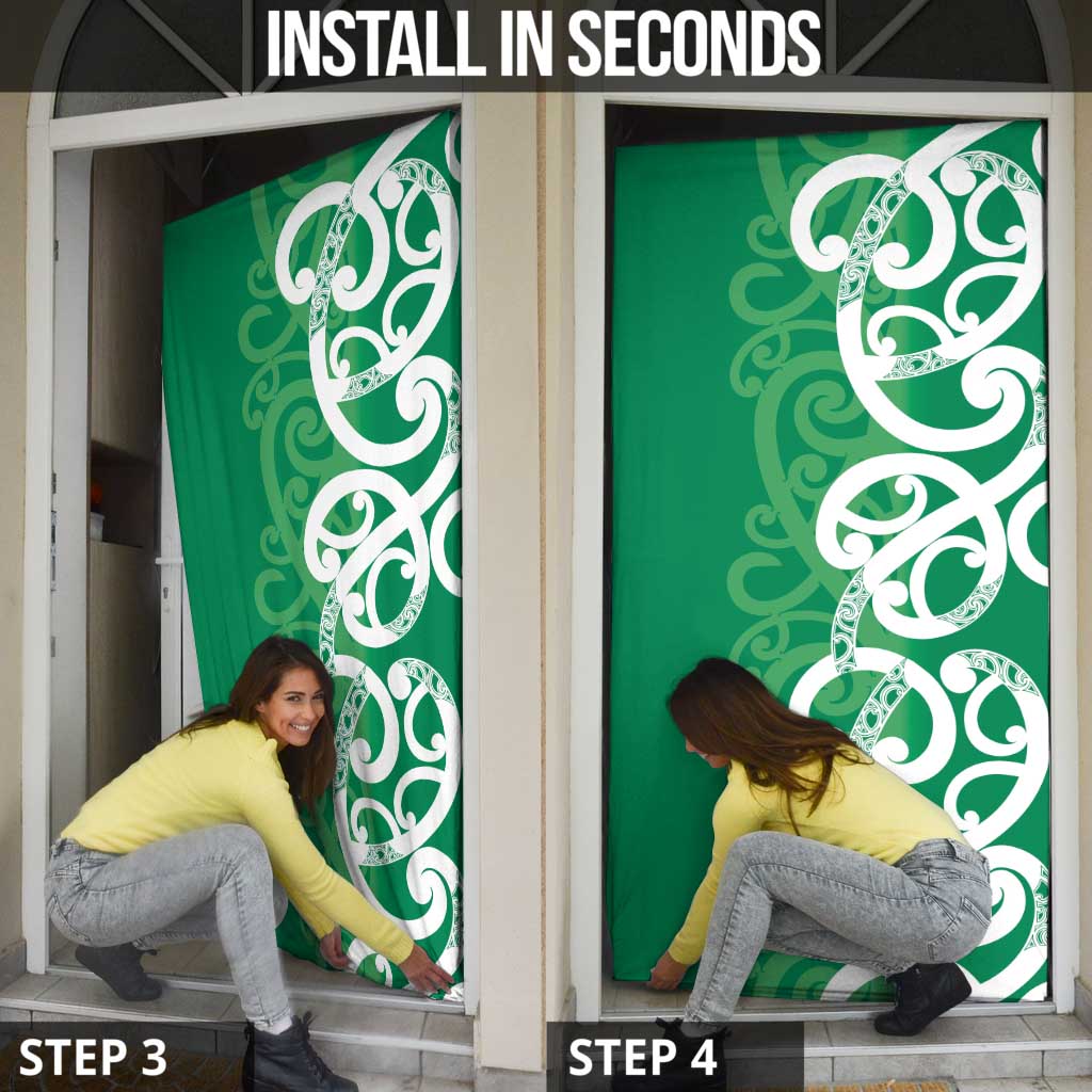 Pounamu Green Maori Door Cover Koru Kowhaiwhai - Aussie Hoodie