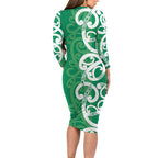 Pounamu Green Maori Family Matching Long Sleeve Bodycon Dress and Hawaiian Shirt Koru Kowhaiwhai - Aussie Hoodie