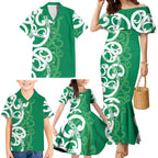 Pounamu Green Maori Family Matching Mermaid Dress and Hawaiian Shirt Koru Kowhaiwhai - Aussie Hoodie