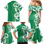 Pounamu Green Maori Family Matching Mermaid Dress and Hawaiian Shirt Koru Kowhaiwhai - Aussie Hoodie