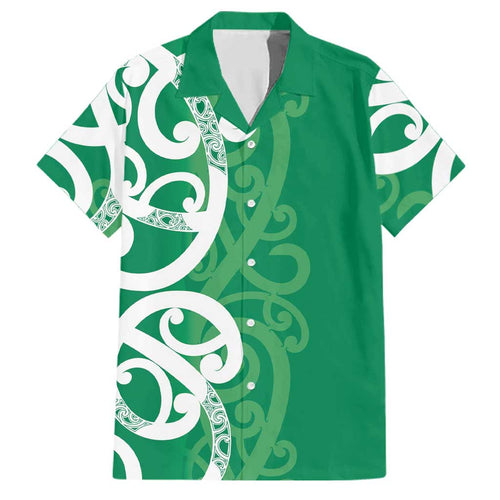Pounamu Green Maori Family Matching Off The Shoulder Long Sleeve Dress and Hawaiian Shirt Koru Kowhaiwhai - Aussie Hoodie
