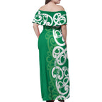 Pounamu Green Maori Family Matching Off Shoulder Maxi Dress and Hawaiian Shirt Koru Kowhaiwhai - Aussie Hoodie