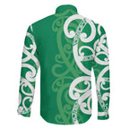 Pounamu Green Maori Family Matching Off Shoulder Short Dress and Hawaiian Shirt Koru Kowhaiwhai - Aussie Hoodie