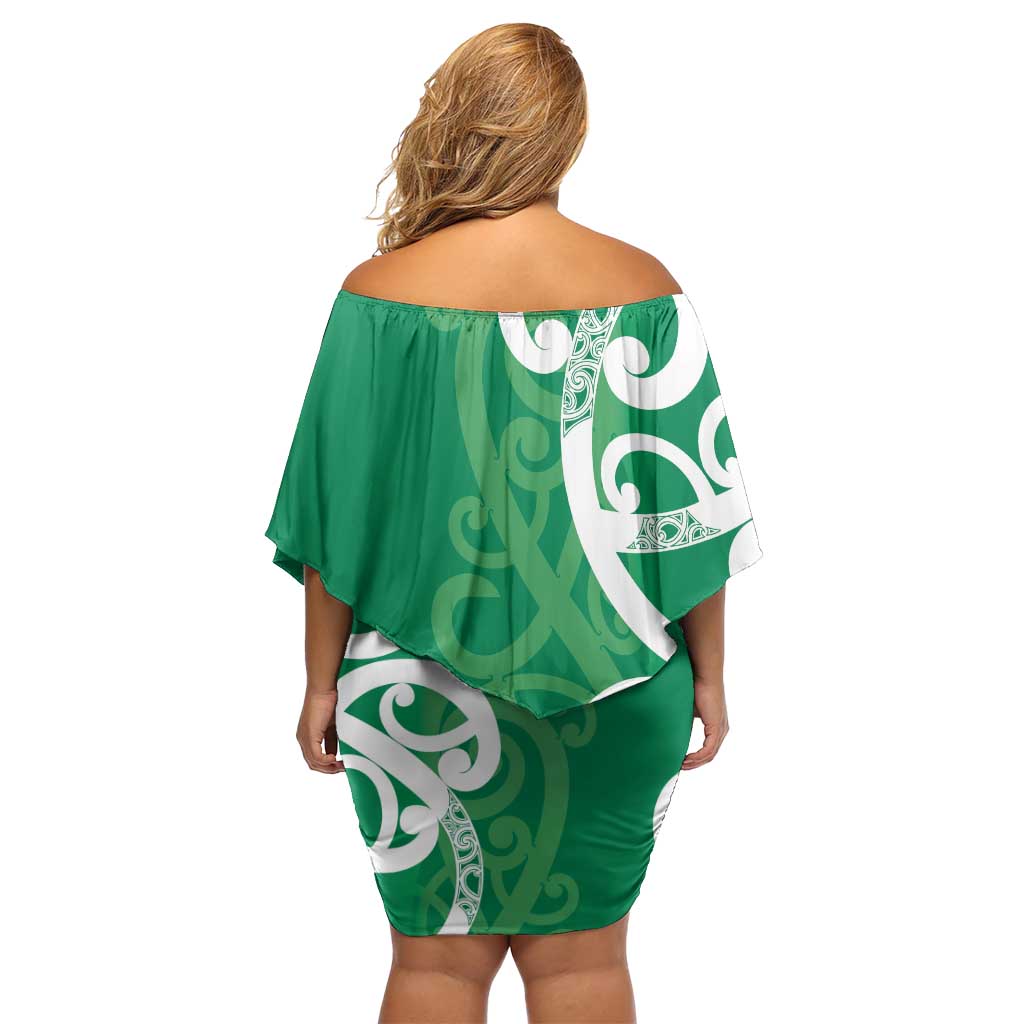 Pounamu Green Maori Family Matching Off Shoulder Short Dress and Hawaiian Shirt Koru Kowhaiwhai - Aussie Hoodie