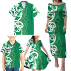 Pounamu Green Maori Family Matching Puletasi and Hawaiian Shirt Koru Kowhaiwhai - Aussie Hoodie