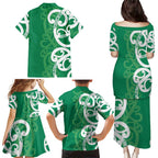 Pounamu Green Maori Family Matching Puletasi and Hawaiian Shirt Koru Kowhaiwhai - Aussie Hoodie