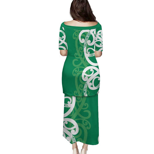 Pounamu Green Maori Family Matching Puletasi and Hawaiian Shirt Koru Kowhaiwhai - Aussie Hoodie