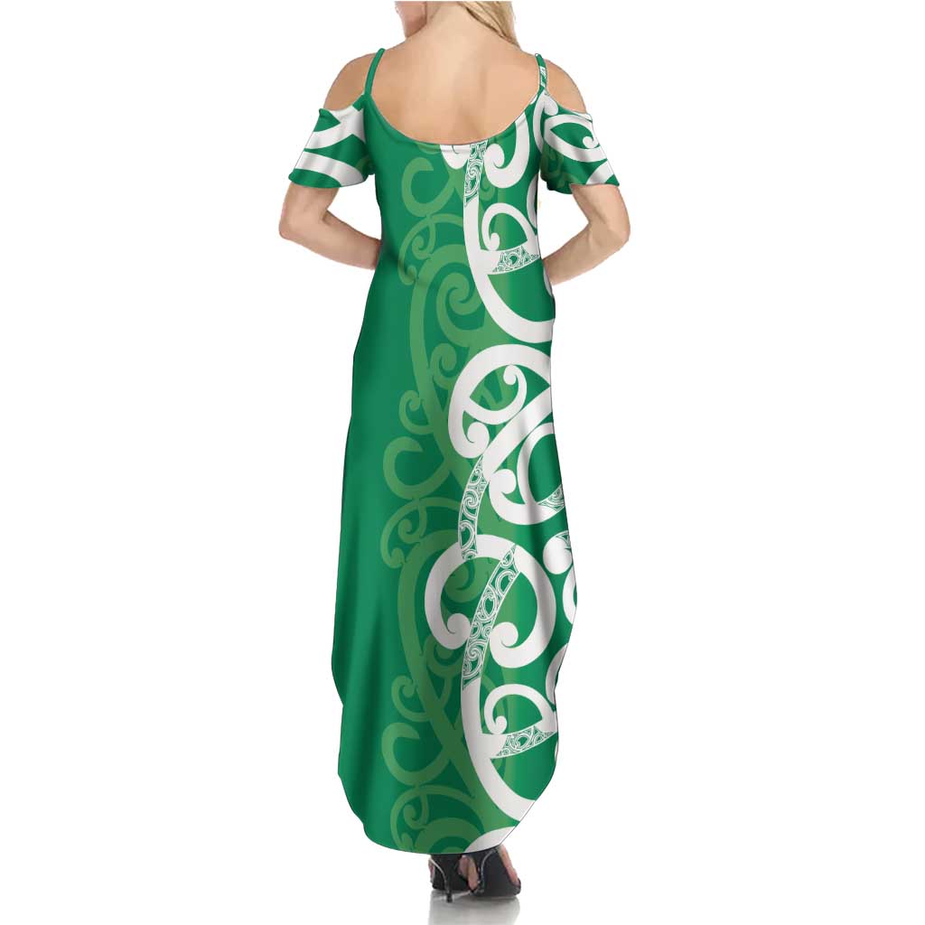Pounamu Green Maori Family Matching Summer Maxi Dress and Hawaiian Shirt Koru Kowhaiwhai - Aussie Hoodie