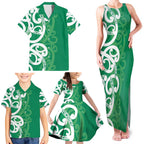 Pounamu Green Maori Family Matching Tank Maxi Dress and Hawaiian Shirt Koru Kowhaiwhai - Aussie Hoodie