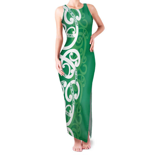 Pounamu Green Maori Family Matching Tank Maxi Dress and Hawaiian Shirt Koru Kowhaiwhai - Aussie Hoodie