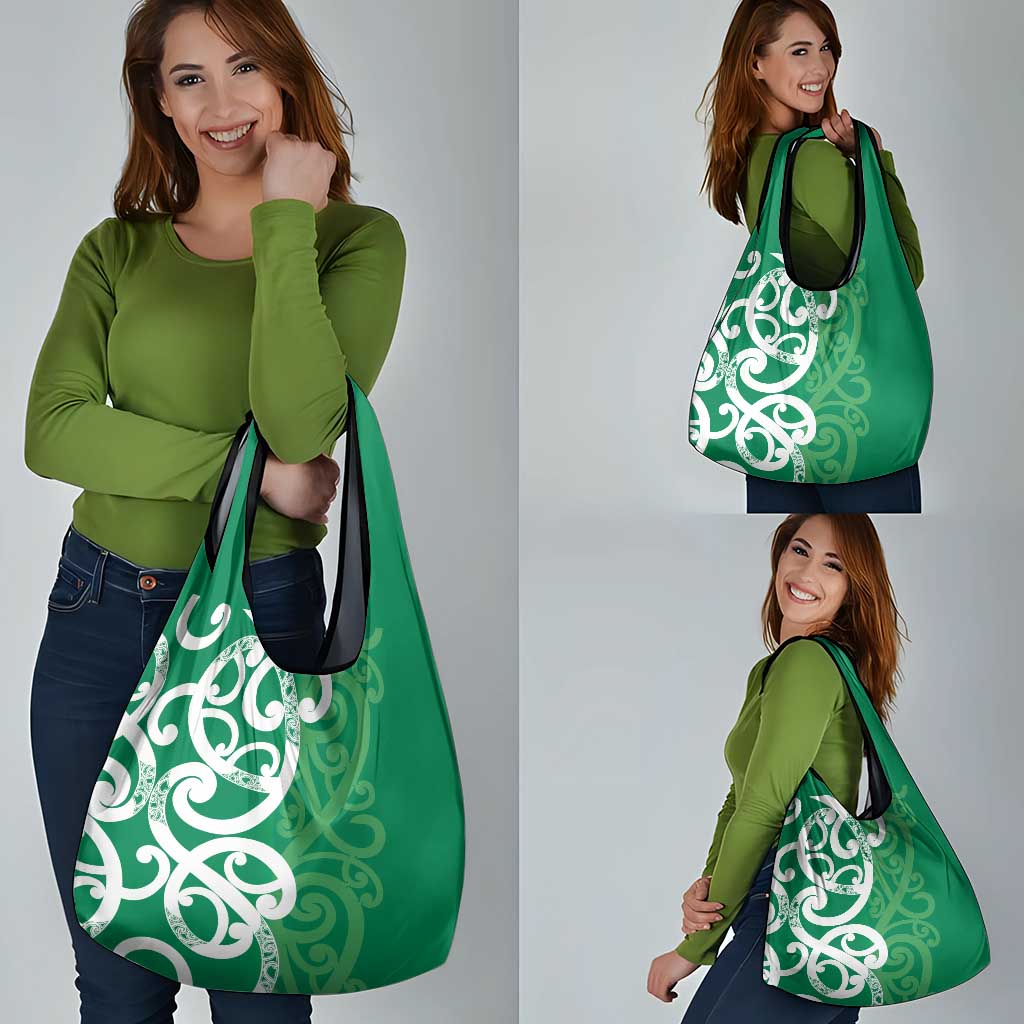 Pounamu Green Maori Grocery Bag Koru Kowhaiwhai - Aussie Hoodie