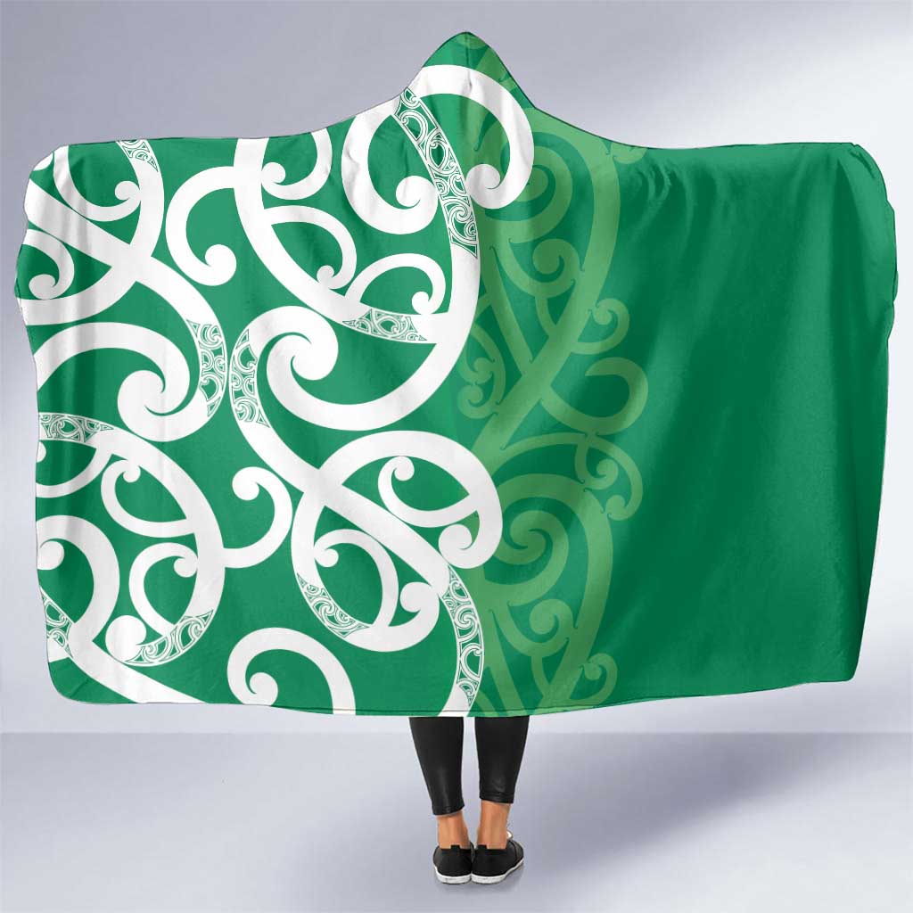 Pounamu Green Maori Hooded Blanket Koru Kowhaiwhai - Aussie Hoodie