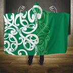 Pounamu Green Maori Hooded Blanket Koru Kowhaiwhai - Aussie Hoodie