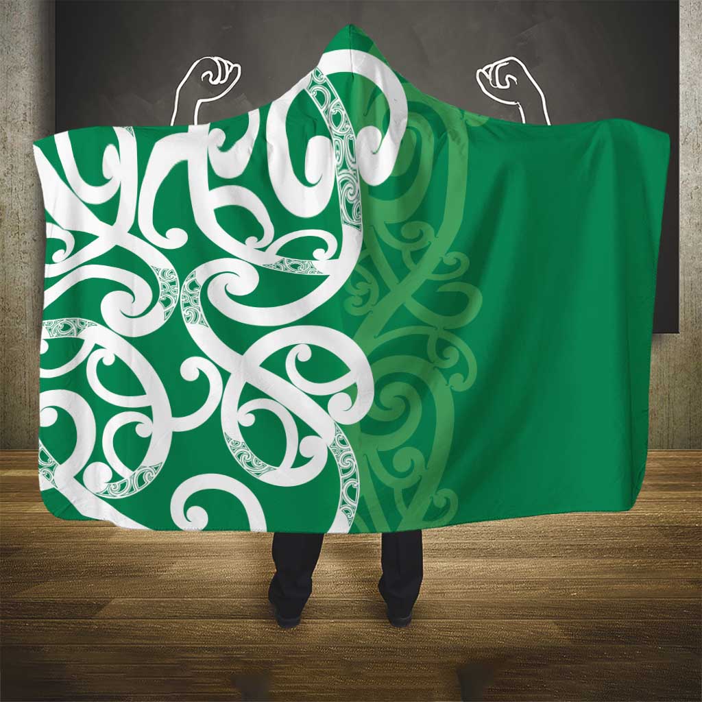 Pounamu Green Maori Hooded Blanket Koru Kowhaiwhai - Aussie Hoodie
