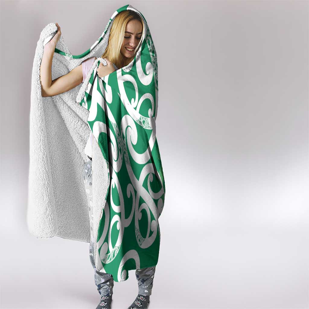 Pounamu Green Maori Hooded Blanket Koru Kowhaiwhai - Aussie Hoodie