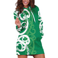 Pounamu Green Maori Hoodie Dress Koru Kowhaiwhai - Aussie Hoodie
