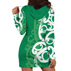 Pounamu Green Maori Hoodie Dress Koru Kowhaiwhai - Aussie Hoodie
