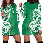 Pounamu Green Maori Hoodie Dress Koru Kowhaiwhai - Aussie Hoodie