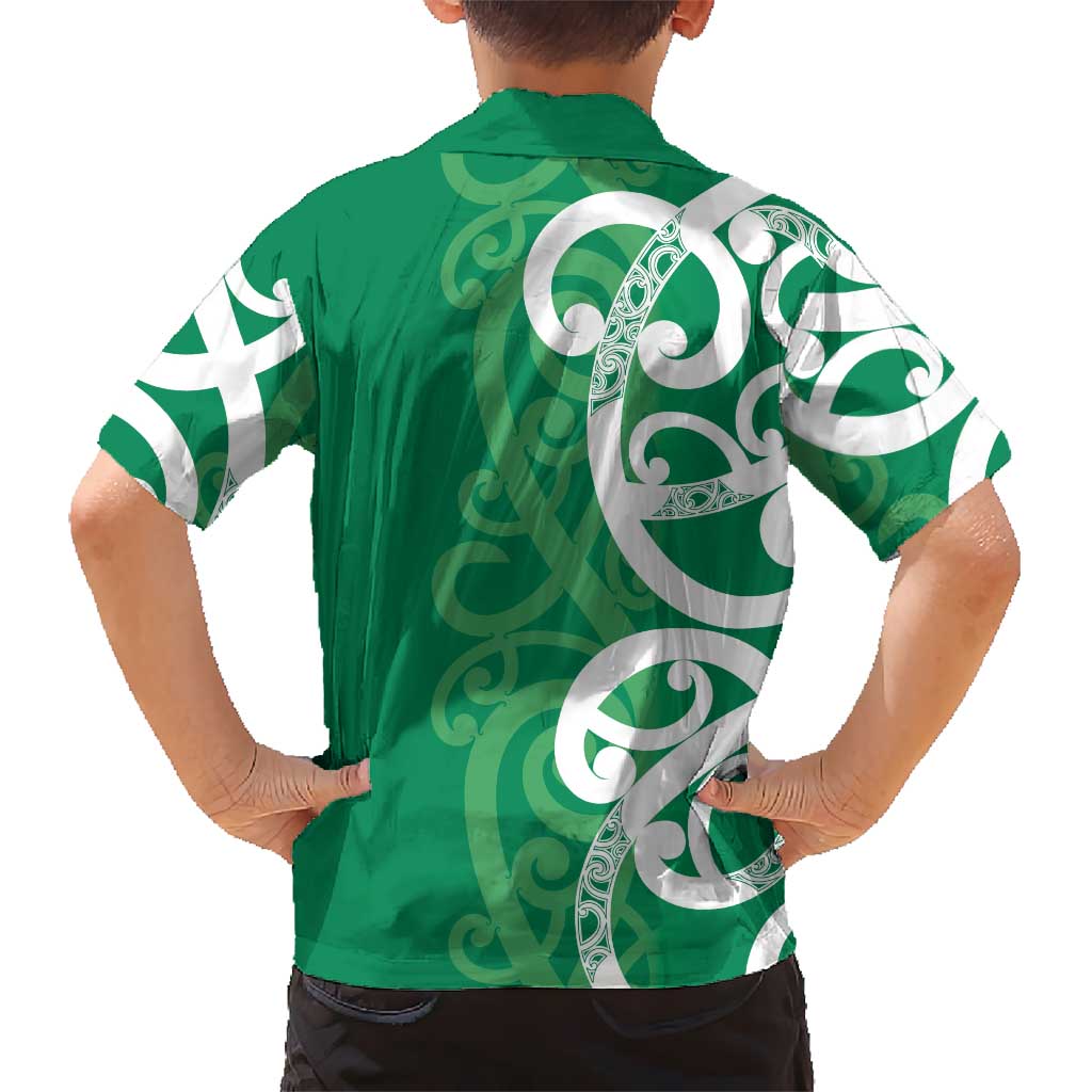 Pounamu Green Maori Kid Hawaiian Shirt Koru Kowhaiwhai - Aussie Hoodie