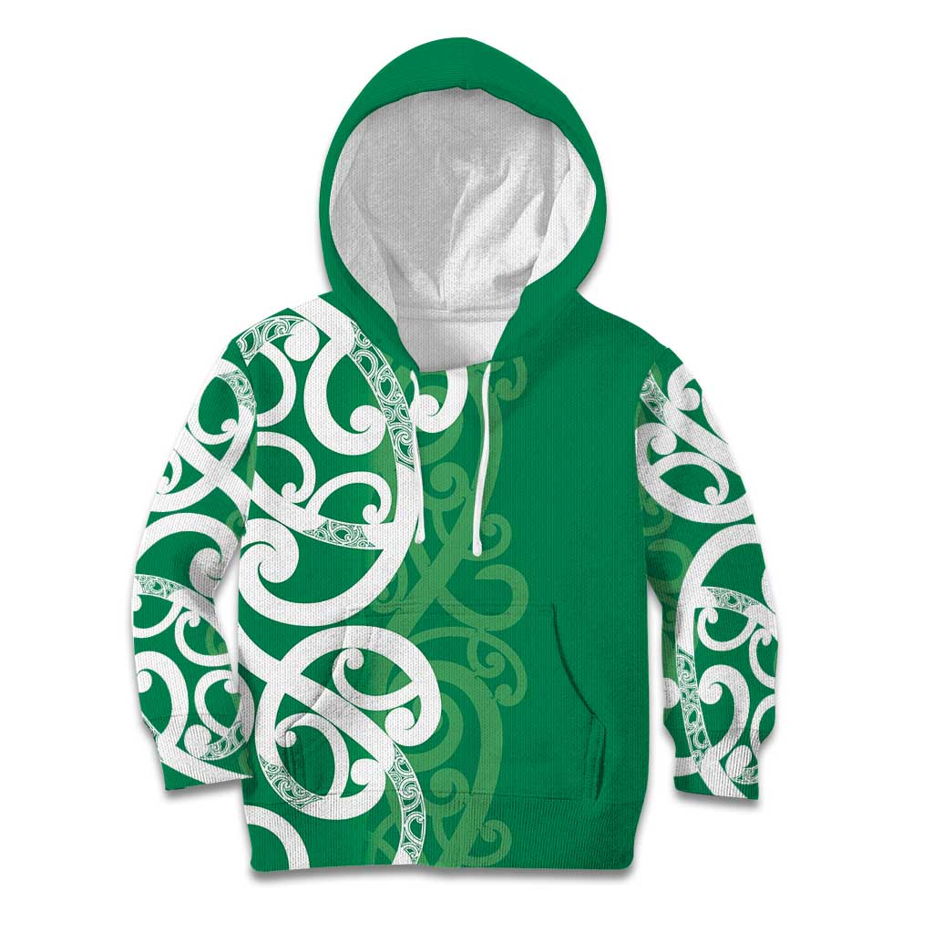 Pounamu Green Maori Kid Hoodie Koru Kowhaiwhai - Aussie Hoodie