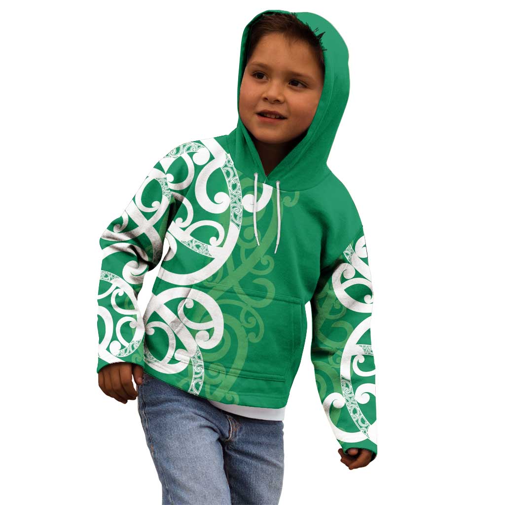 Pounamu Green Maori Kid Hoodie Koru Kowhaiwhai - Aussie Hoodie
