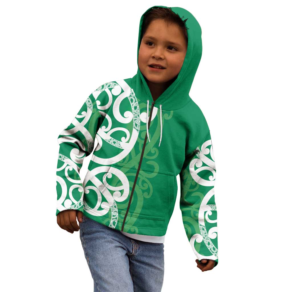 Pounamu Green Maori Kid Hoodie Koru Kowhaiwhai - Aussie Hoodie