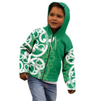 Pounamu Green Maori Kid Hoodie Koru Kowhaiwhai - Aussie Hoodie