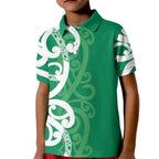 Pounamu Green Maori Kid Polo Shirt Koru Kowhaiwhai - Aussie Hoodie