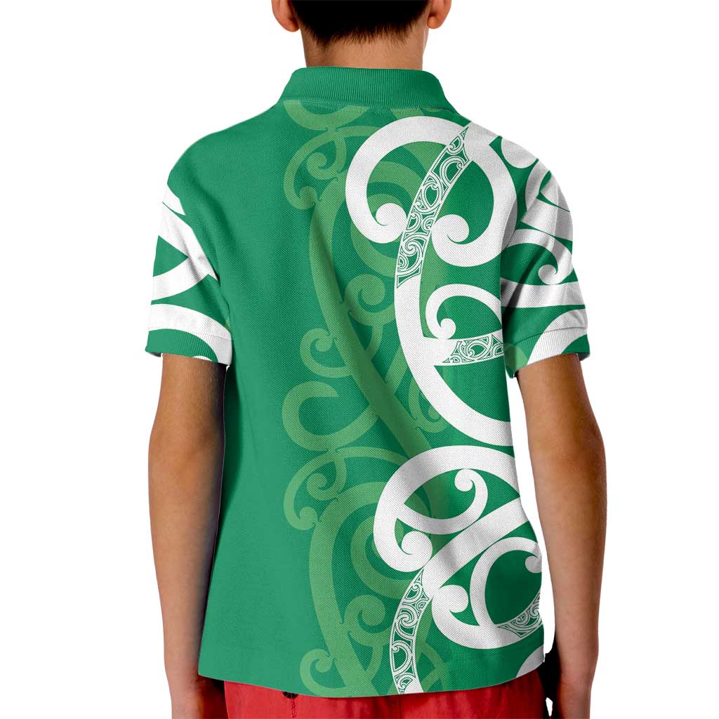 Pounamu Green Maori Kid Polo Shirt Koru Kowhaiwhai - Aussie Hoodie