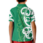 Pounamu Green Maori Kid Polo Shirt Koru Kowhaiwhai - Aussie Hoodie