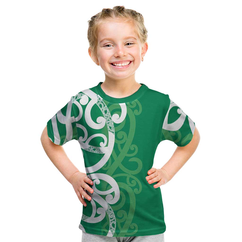 Pounamu Green Maori Kid T Shirt Koru Kowhaiwhai - Aussie Hoodie