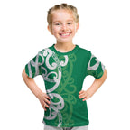 Pounamu Green Maori Kid T Shirt Koru Kowhaiwhai - Aussie Hoodie