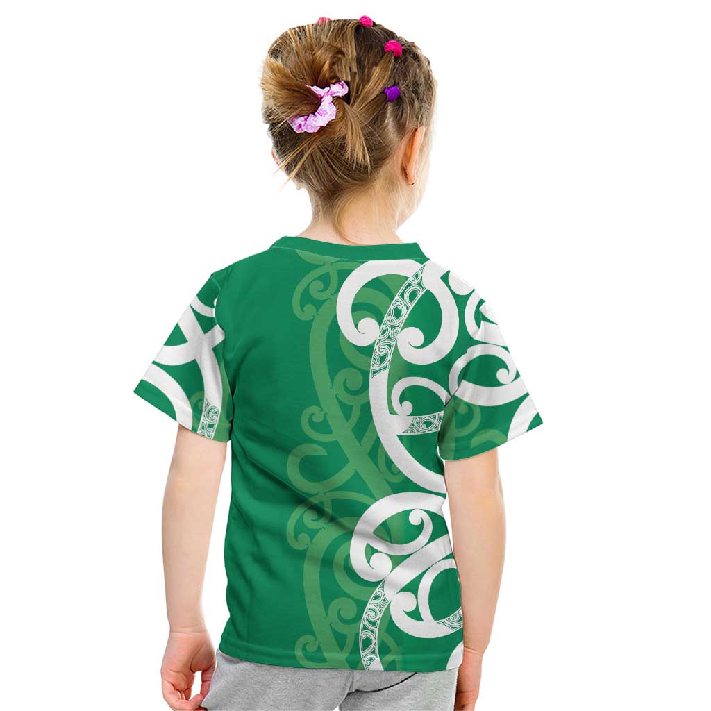 Pounamu Green Maori Kid T Shirt Koru Kowhaiwhai - Aussie Hoodie
