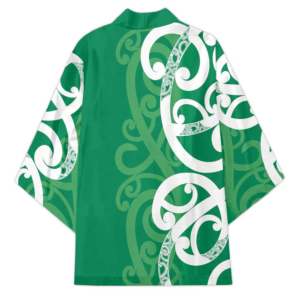 Pounamu Green Maori Kimono Koru Kowhaiwhai - Aussie Hoodie