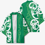 Pounamu Green Maori Kimono Koru Kowhaiwhai - Aussie Hoodie