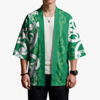 Pounamu Green Maori Kimono Koru Kowhaiwhai - Aussie Hoodie
