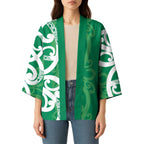 Pounamu Green Maori Kimono Koru Kowhaiwhai - Aussie Hoodie