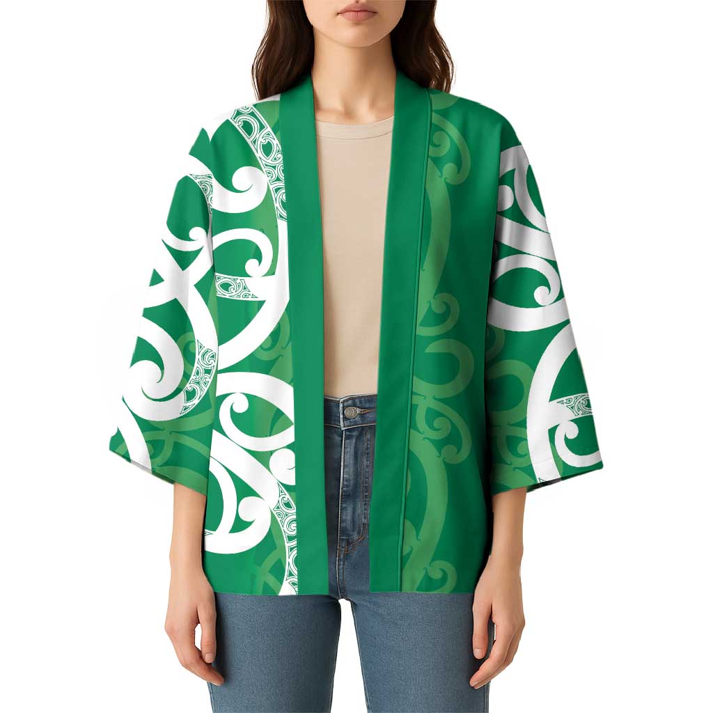 Pounamu Green Maori Kimono Koru Kowhaiwhai - Aussie Hoodie