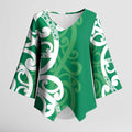 Pounamu Green Maori Kimono Sleeve Blouse Koru Kowhaiwhai - Aussie Hoodie