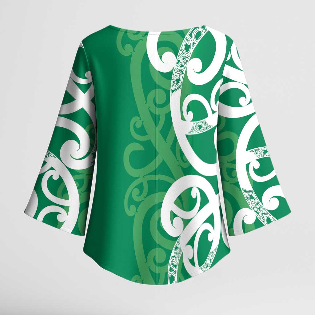 Pounamu Green Maori Kimono Sleeve Blouse Koru Kowhaiwhai - Aussie Hoodie