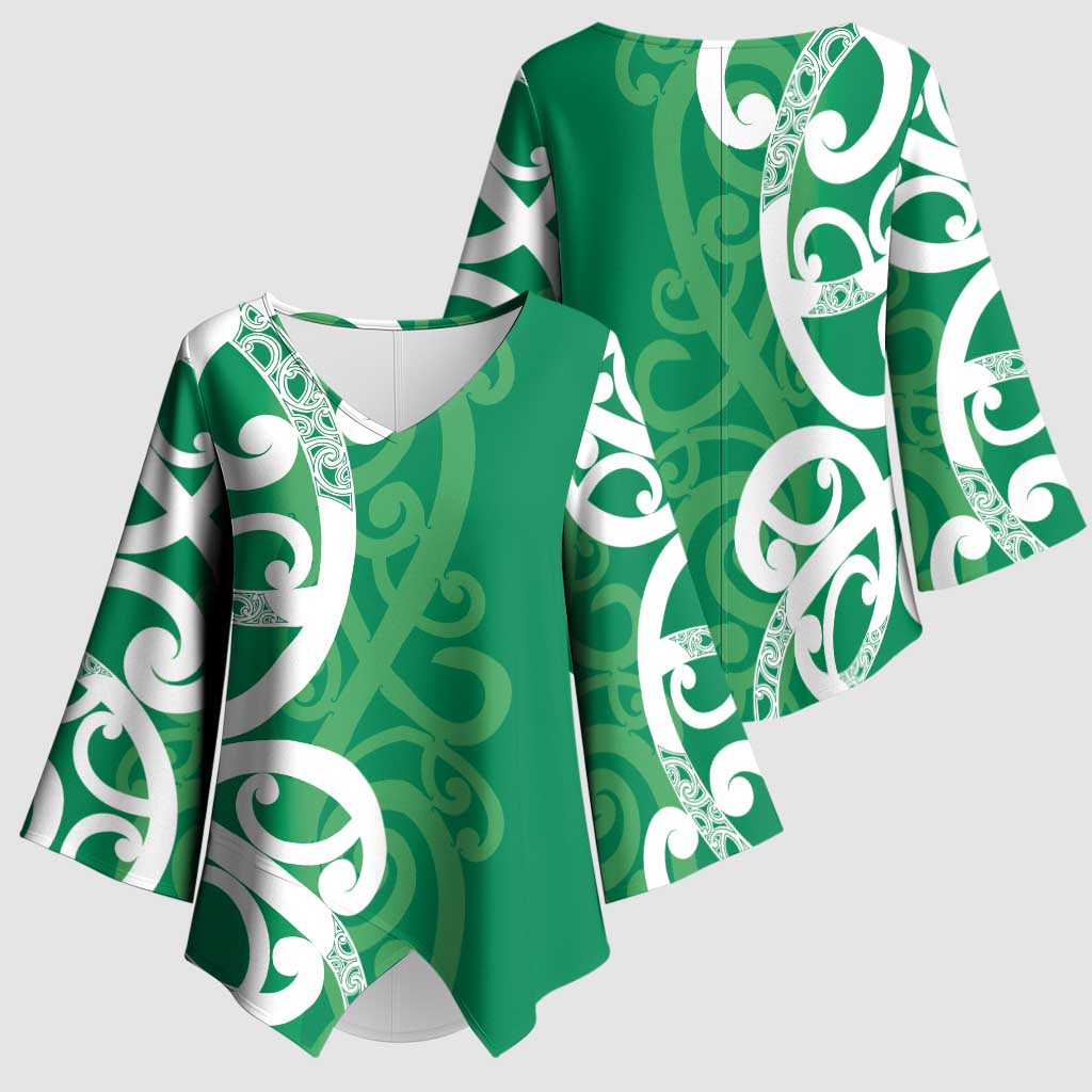 Pounamu Green Maori Kimono Sleeve Blouse Koru Kowhaiwhai - Aussie Hoodie