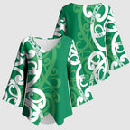 Pounamu Green Maori Kimono Sleeve Blouse Koru Kowhaiwhai - Aussie Hoodie