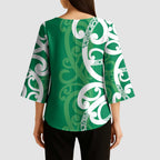 Pounamu Green Maori Kimono Sleeve Blouse Koru Kowhaiwhai - Aussie Hoodie