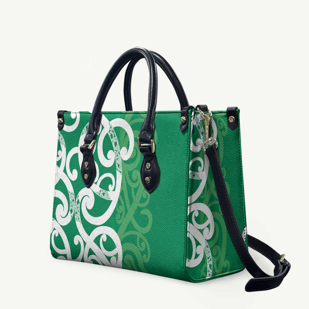 Pounamu Green Maori Leather Bag Koru Kowhaiwhai - Aussie Hoodie