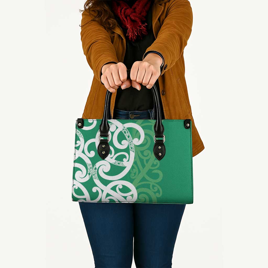 Pounamu Green Maori Leather Bag Koru Kowhaiwhai - Aussie Hoodie